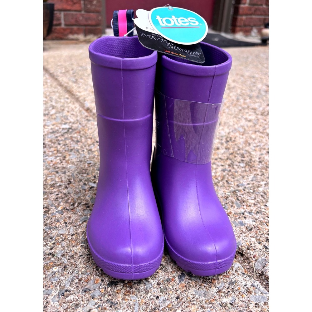 NWT!!  Totes Cirrus Everywear Toddler Rain Boots Purple Lightweight Size 5-6